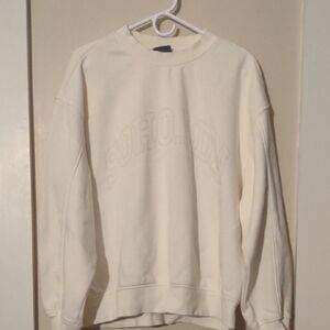 H&M Men's Large Loose‎ Fit Soft Off-White Crewneck Sweatshirt